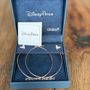 Disney Parks Rose Gold Mickey Hoop Earrings